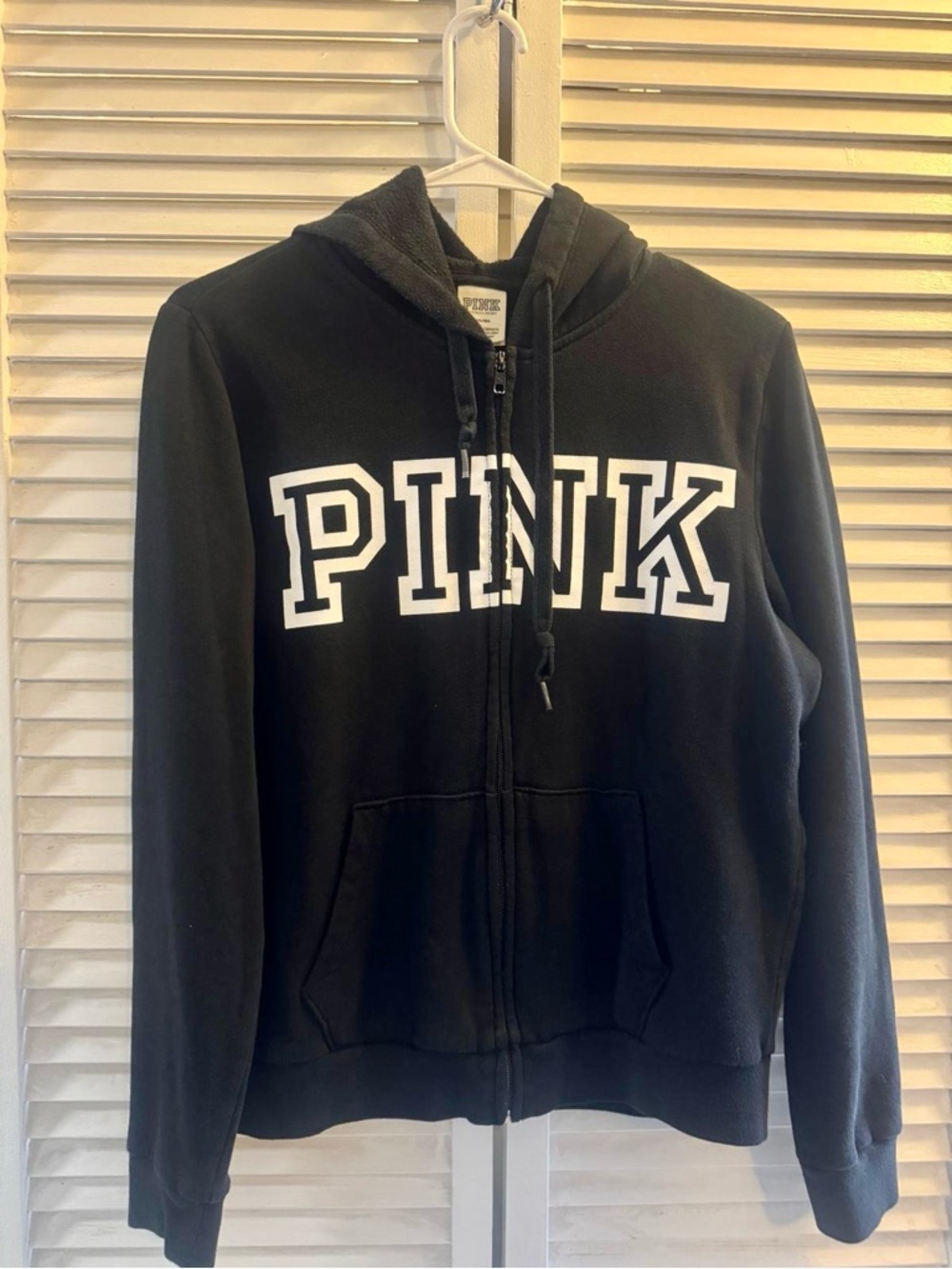 PINK Victoria’s Secret Black Zip Hoodie Size M